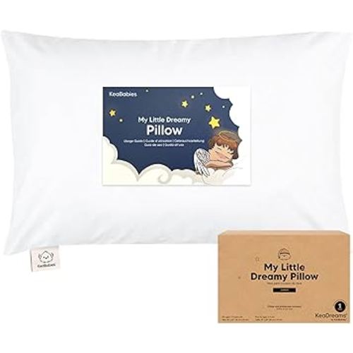 KeaBabies Toddler Pillow with Pillowcase, Jumbo 14X20 - Soft Organic Cotton Toddler Pillows for Sleeping - Machine Washable - Perfect for Travel, Toddler Bed Set (Soft White)