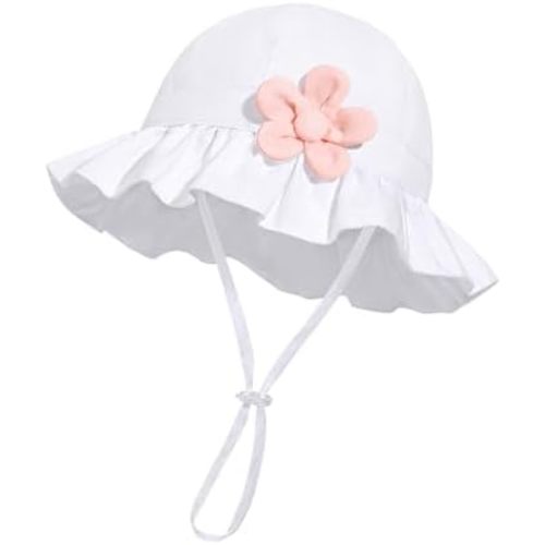 Baby Girl Wide Brim Bucket Hats with UPF 50+ Outdoor Adjustable Beach Hat with Sun Hat