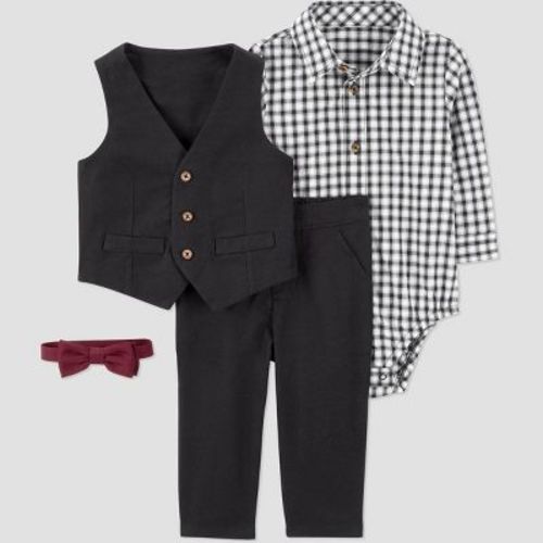 Carter's Just One You® Baby Boys' 4pc Holiday Plaid Bow Tie Set - Black