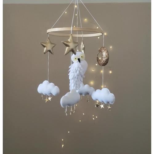 Wizard baby mobile, harry baby mobile,magical mobile,snow owl,clouds,moon,baby mobile,nursery harry