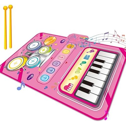 Toys for 1 Year Old Girl Gifts,2 in 1 Piano Mat Montessori Toys for 1 2 Year Old Girl,Educational Musical Toy First Birthday Gifts for 1 2 3 Year Olds Girls,Christmas Stocking Stuffers for Toddler
