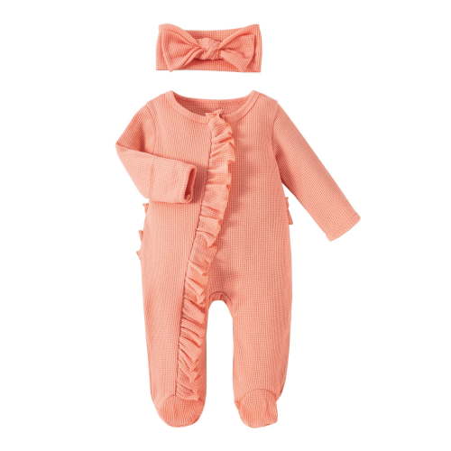 0-3 Months Knit Outfit 3-6 Month Girl Clothes Baby Girls Footies Zip Up Onesie Romper Orange