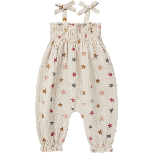 Baby Sawyer Star Print Smocked Cotton Bubble Romper, 12-18M, Haze