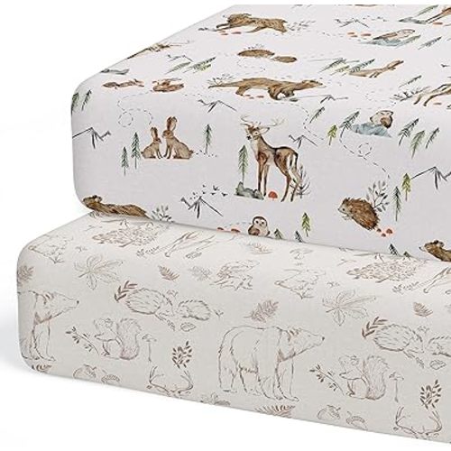 2-Pack Crib Sheet for Standard Crib & Toddler Mattress (Magic Forest) - Premium Fitted Baby Crib Sheets - Buttery Soft Cotton Blend - Crib Mattress Sheets Fitted - Baby Bed Sheets