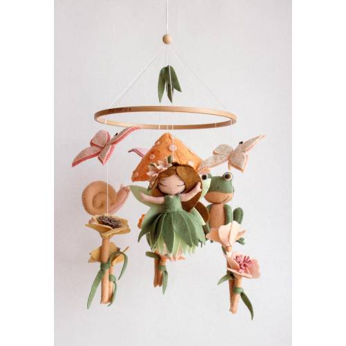 Fairy baby mobile, mushroom mobile, fairy garden mobile, butterfly mobile, woodland baby mobile girl