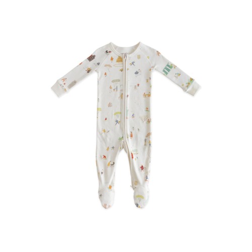 Explore the World Print Fitted Organic Cotton One-Piece Pajamas, 0-3M