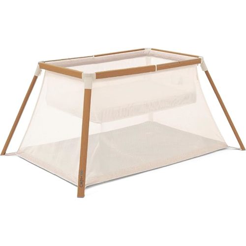 Tutti Bambini CoZee® Go 3-in-1 Foldable Baby Playpen, Portable Bassinet & Travel Crib | Playard with Mattress Included | Birth to 3 Years (Walnut & Ecru)