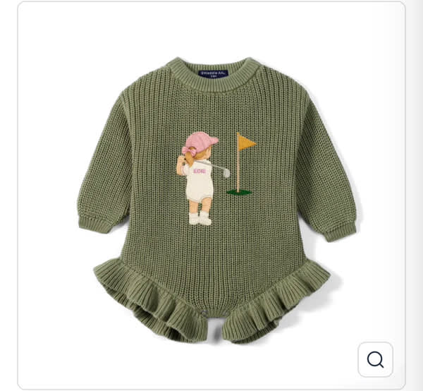 Custom Name Baby Girl Golf Embroidered Romper