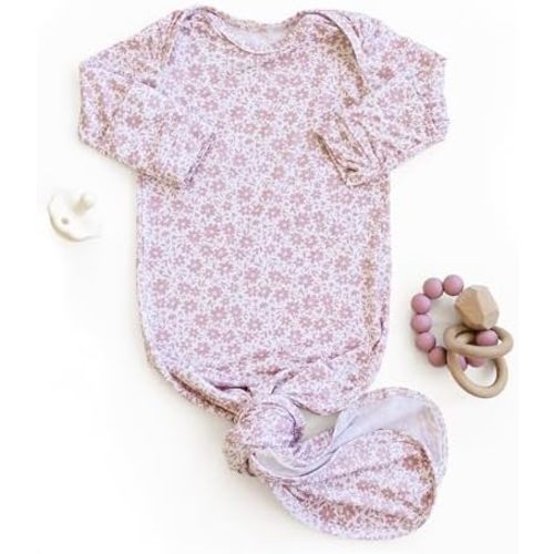 Baby Gown – Super Soft Knotted Gown with Bottom Tie and Hand Mittens – For Baby Boys and Girls, Infant, Newborn