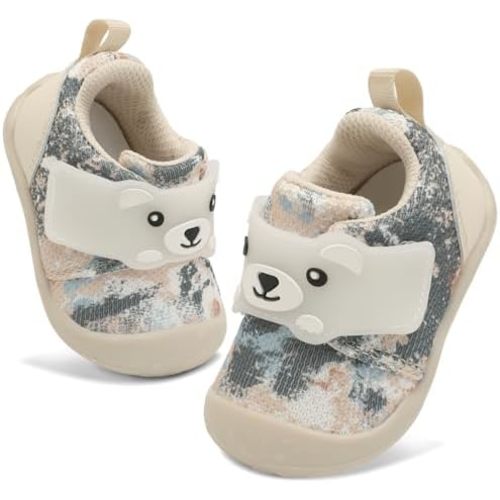 FEETCITY Baby Walking Shoes Wide Baby Shoes Boys Girls Infant Sneakers Crib Shoes Breathable Toddler Barefoot Shoes Slip On Shoes