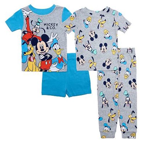 Disney's Mickey Mouse Baby 4-Piece "Mickey & Co." Pajama T-Shirts, Pajama Pants and Pajama Shorts Set