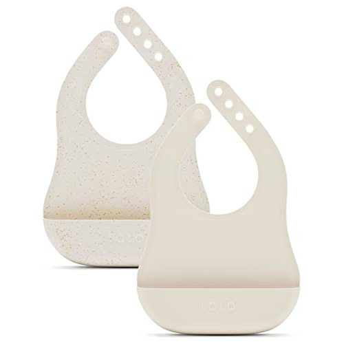 Lalo The Bib - Waterproof, Non-Toxic Silicone Baby Bib with Adjustable Neck Band & Silicone Food Pouch Catcher, Set of 2