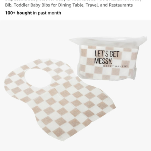 Disposable Baby Bibs for Baby & Toddlers, 25 Pack, Restaurant Baby Bib, Toddler Baby Bibs for Dining Table, Travel, and Restaurants