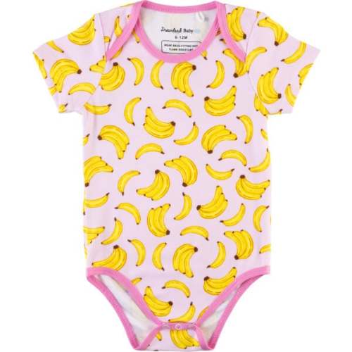 Baby Short-Sleeve Bamboo Bodysuit, Banana Pink - Dreamland Baby | Maisonette
