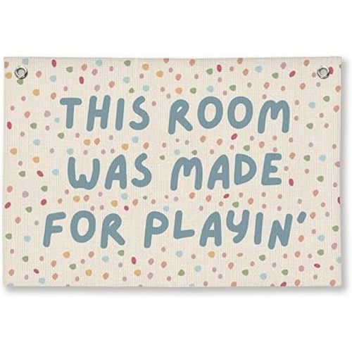 Playroom Wall Decor, Playroom Toddler Decor Hanging Linen Banner, Play Room Wall Decor for Nursery, 20x30 Inch