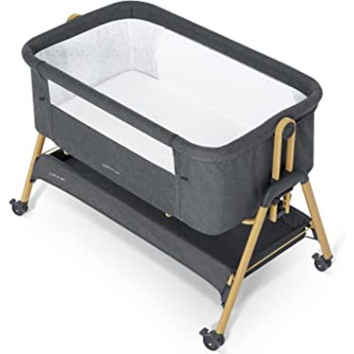 ANGELBLISS Baby Bassinet Bedside Sleeper, Easy Folding Bedside Crib with 100% Breathable & Washable Mattress Baby Bed, 6-Level Adjustable Portable Bassinets for Safe Co-Sleeping for Newborn Infant