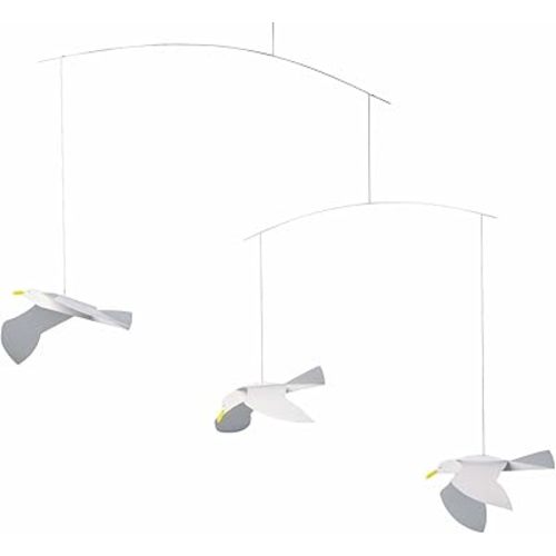 Flensted Mobiles Soaring Seagulls Hanging Mobile - 16 Inches Plastic - Handmade in Denmark - Home Decor, Unisex, Hanging Mount