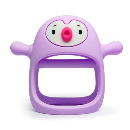 Smily Mia Penguin Baby Teething Toy for Infants 0-6 Months, Soothing Wearable Baby Chew Toy Sucking Needs & Pacifier for Newborns - Light Grey