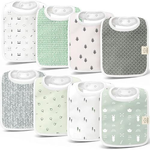 KeaBabies 8-Pack Organic Baby Bibs for Boys, Girls - Super Absorbent Cotton Drool Bibs for Baby Girl & Boy, Teething Toddler, Drooling Newborn, Ultra Soft & Machine Washable (Nordic)