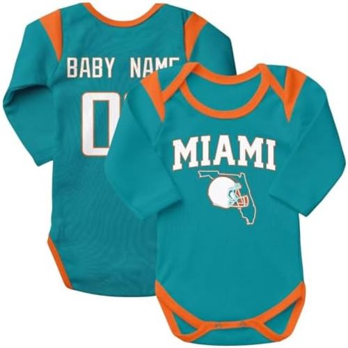 KREDE Baby Clothes Personalized Long Sleeves Bodysuit Custom Name Number for Baby Boy and Girl