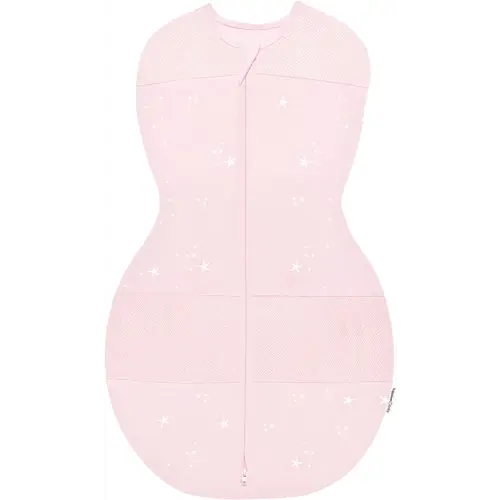 Happiest Baby Sleepea 5-Second Swaddle - 100% Organic Cotton Baby Swaddle Blanket - Doctor Designed Promotes Healthy Hip Development (Rose Stars, Small)