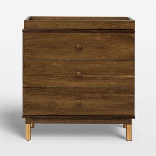 Babyletto Gelato Natural Walnut Wood 3-Drawer Dresser with Removable Changing Tray - Natural Walnut Wood