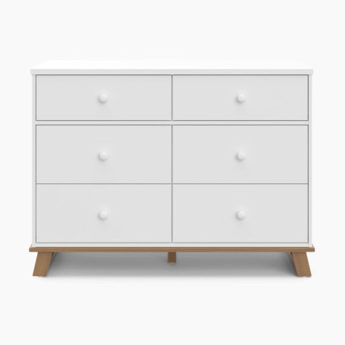 Modern 6 Drawer Dresser - White/Vintage Driftwood