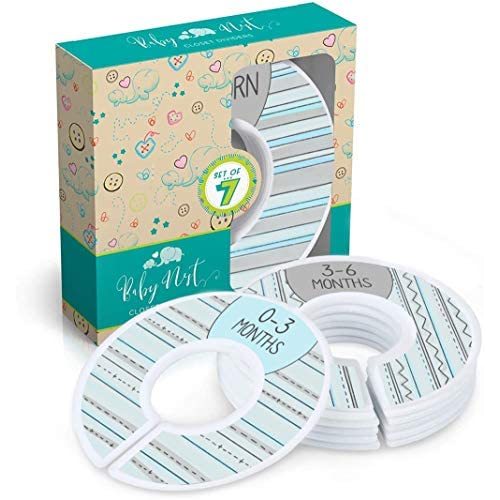 Baby Nest Designs Blue Baby Closet Dividers – Unisex Nursery Organizer with 7x Baby Size Dividers for Baby Clothes (Infant Newborn Clothing to 24 Months)