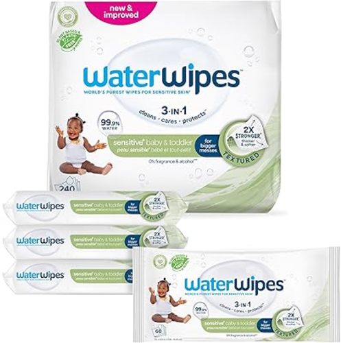 WaterWipes Toddler & Baby Wipes, Plastic-Free, Textured Clean, Unscented, Hypoallergenic