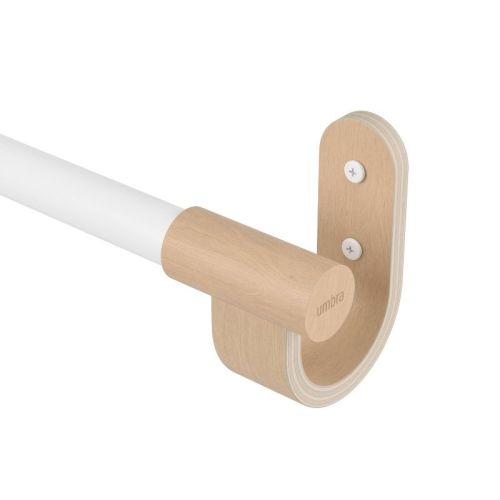 42"-120" Umbra Bellwood Curtain Rod White: Adjustable Steel, Matte Finish, Single Rod, 22lb Capacity