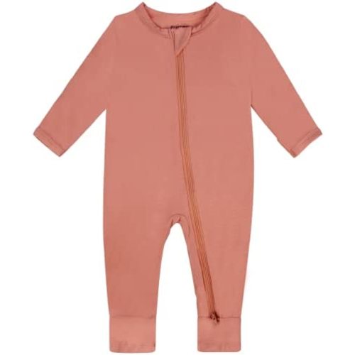 GUISBY Baby Footless Rompers, Rayon Pajamas 2 Way Zipper with Long Sleeve Sleeper