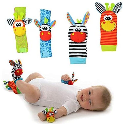 HUGGLER Foot Finders & Wrist Rattles for Infants Developmental Texture Toys for Babies & Infant Toy Socks & Baby Wrist Rattle – Newborn Toys for Baby Girls & Boys. Baby Boy Girl Toys 0-3 3-6 Months