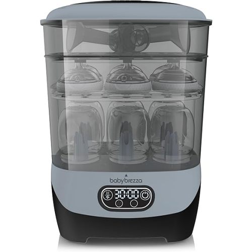 Baby Brezza Baby Bottle Sterilizer and Dryer Advanced – Electric Steam Sterilization Machine – Universal Sterilizing for All Bottles: Plastic, Glass, Pacifiers + Breast Pump Parts- HEPA Filter, Slate