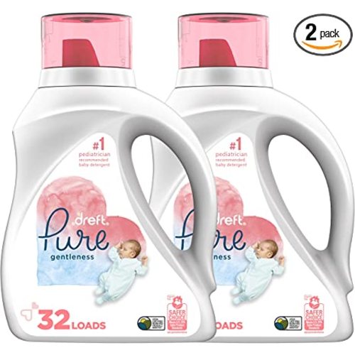 Dreft Pure Gentleness Liquid Baby Detergent, Fragrance Free, 46 Fl Oz, Pack of 2 - 46 oz (Pack of 2)