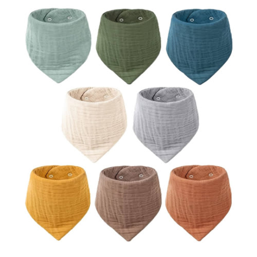 Konssy 8-Pack Muslin Baby Bibs, Absorbent Bandana Drool, 100% Cotton Unisex Baby Bibs for Teething and Drooling