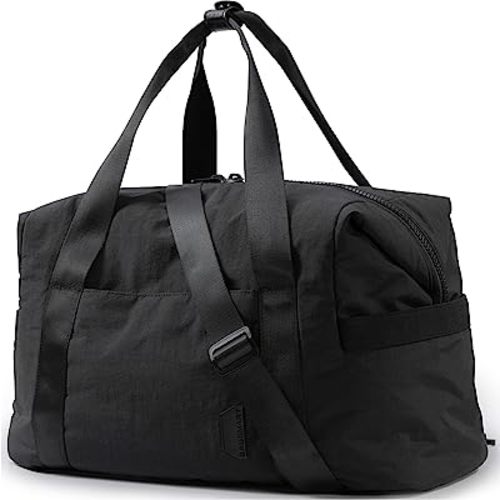 BAGSMART BAGSMART Gym Bag for Women, Carry on Weekender Overnight Bag, Travel Duffel Bags with Trolley Sleeve, Personal Item Travel Bag Tote Bag Workout Dance Bag(Black-Large)