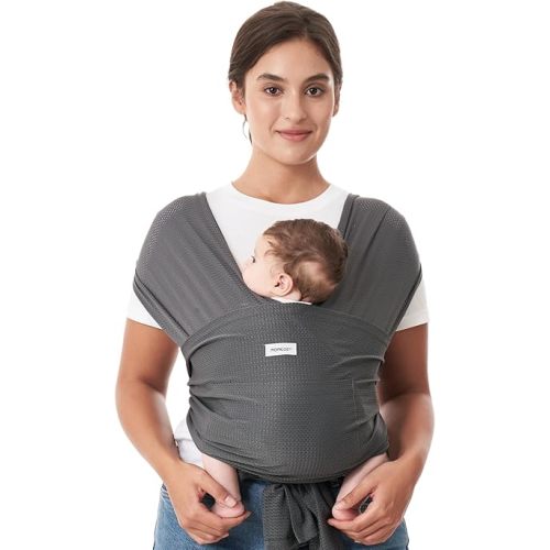 Momcozy Baby Carrier AirMesh - The Perfect Summer Water Sling for Newborns to Toddler 8-35 lbs - Cooling, Breathable and Lightweight Baby Wrap, Nice for Summer, Pool, Beach, Swimming, Charcoal Gray