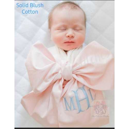 Monogrammed Baby Sash: Embroidered Newborn Bow Photo Prop Fabric Swaddle Bow