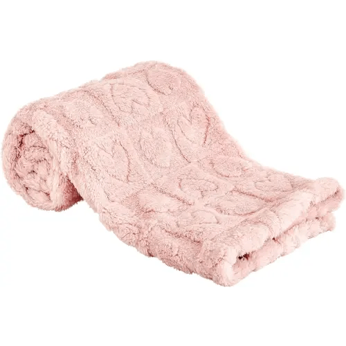 Yurhap Fleece Baby Blanket Heart Checkered Blanket, Ultra Soft Cozy Baby Blankets for Girls Boys, Fluffy Infant Toddler Newborn Receiving Blankets for Crib Stroller 30”×40” (Light Pink)