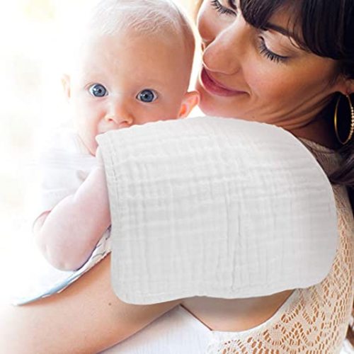 Muslin Burp Cloths for Baby 10 Pack 100% Cotton Baby Washcloths Large 20''X10'' Super Soft and Absorbent by Yoofoss - White