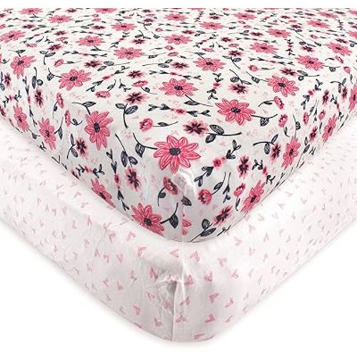 Hudson Baby Unisex Baby Cotton Fitted Crib Sheet, Botanical, One Size
