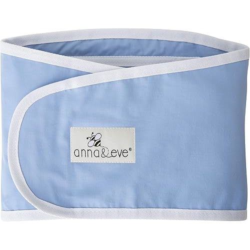 Anna & Eve - Swaddle Strap - Adjustable Arms-Only Baby Swaddle, 100% Cotton, Prevents Overheating - Large Size Fits Chest 16 to 20.5 - Blue