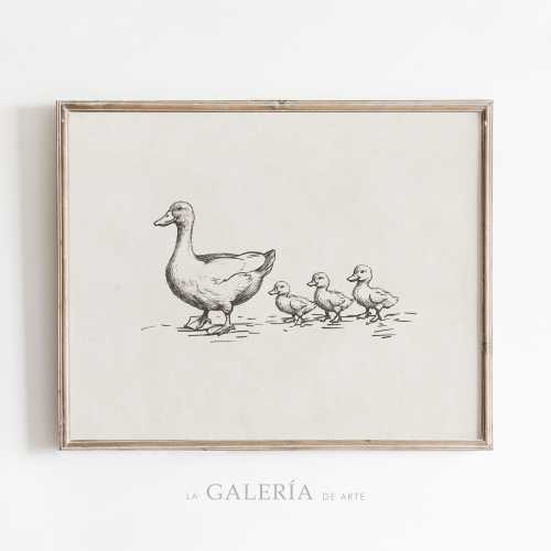Rustic Nursery Wall Art | Duck Sketch | Cute Animal Print for Kids Room Decor | Farmhouse Nursery Art | Vintage Nursery | Digital Download