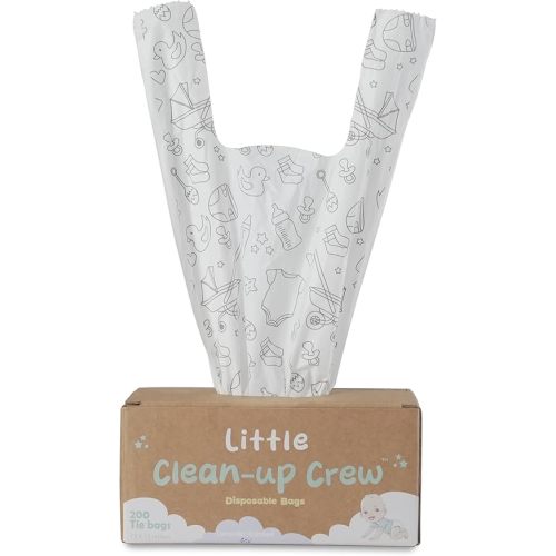 Little Clean Up Crew Disposable Diaper Bags - 200 Count, 7" x 15” Biodegradable Baby Poop Bags | US BPI, ASTM D6400, EN 13432 Certified | Leak-Proof, Lavender-Scented, Easy-Tie Handles & Durable