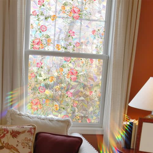 WBQMUNY Rainbow Window Privacy Film,Iridescent Window Film,Static Cling Window Sticker,Suncatcher Window Cover15.7" x 39.4"