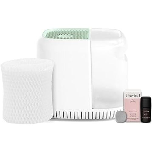 Canopy Bedside Humidifier, Green Humidifier, 36 HR Run Time, 2.5L Capacity - Help Alleviate Symptoms of Allergies, Flu, Cold, Dry Skin Includes Humidifier, Unwind Aroma, Filter, Power Cord & Adapter
