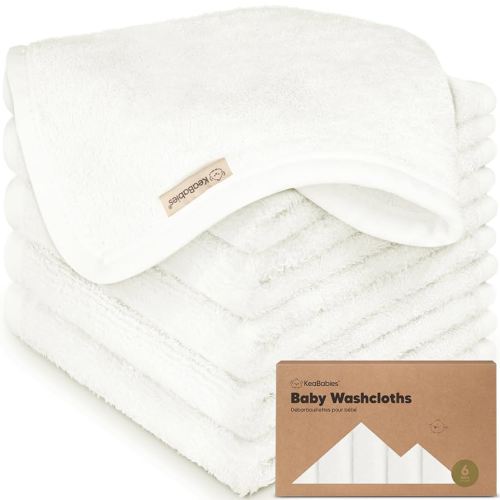 6-Pack Soft Baby Washcloths, Viscose from Bamboo - Kids, Newborn Bath Towels, Infant Shower, Toddler Reusable Face Towel, Gentle on Skin, Face Wash Cloths for Babies, 10x10 (White)