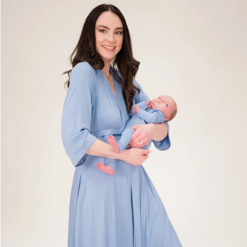 Lila Labor & Postpartum Gown in Periwinkle Blue