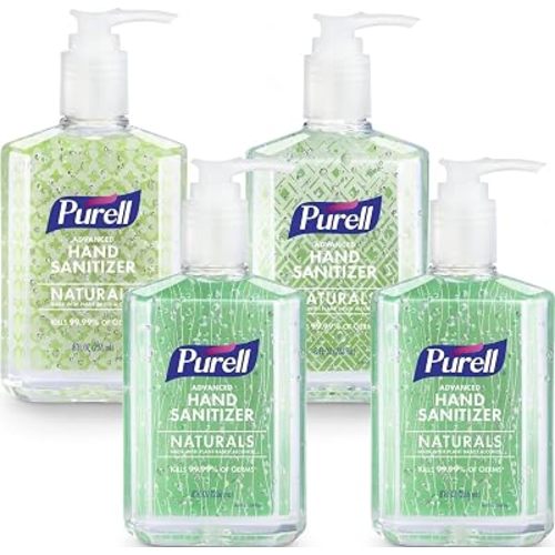 PURELL Advanced Hand Sanitizer Naturals with Plant Based Alcohol, Citrus Scent, 8 fl oz Pump Bottle (Pack of 4) - 9626-06-ECDECO