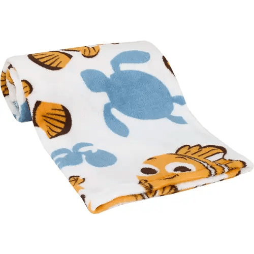 Disney Finding Nemo Orange, Aqua & White Crush & Squirt Turtle Super Soft Baby Blanket, Orange, Aqua, White , 30x36 Inch